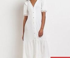 Size 6 River Island off white ruffle maxi dress