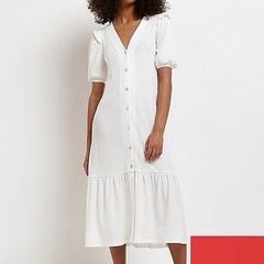 Size 6 River Island off white ruffle maxi dress