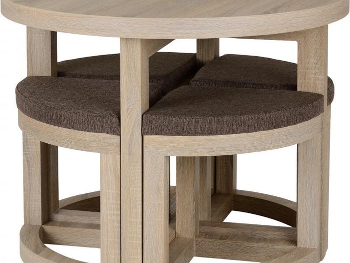 Cambourne Stowaway Dining Set in Sonoma Oak Effect Veneer/Brown Linen Fleck