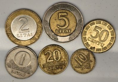 Lithuania 1997-2002 Pre Euro Coin Set