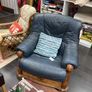 Blue leather armchair Image 4