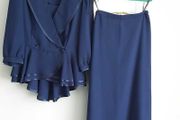 Navy peplum top and matching skirt