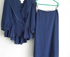 Navy peplum top and matching skirt