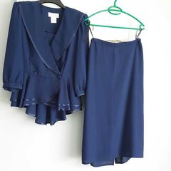 Navy peplum top and matching skirt