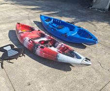 2 x FnG Kayaks 7.8ft With Seats Padels and Life Jackets