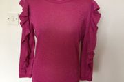 BNWTS Savida pink sparkle Frill Lightweight jumper Medium includes post