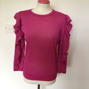 BNWTS Savida pink sparkle Frill Lightweight jumper Medium includes post