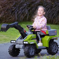 Kids Electric Ride-On Excavator 6V Construction Digger with Lights & Music