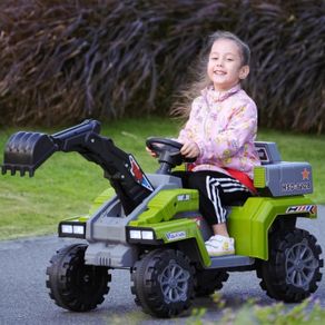 Kids Electric Ride-On Excavator 6V Construction Digger with Lights & Music