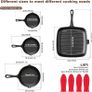 Pre-Seasoned Cast Iron skillets,4 Piece Durable Pots and Pans Set with Handle Covers for Grill, BBQ, Camping Fire, Stovetop, Kitchen and Camping Cookware Image 3