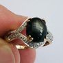 Vintage 9ct Yellow Gold Cats Eye & Diamond Ring Image 5