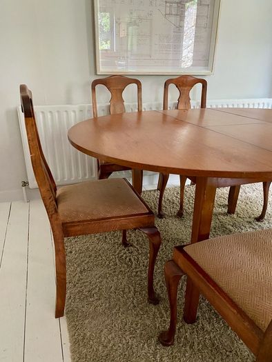 Mid-century extendable dining table & vintage chairs