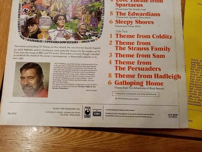 TV TIMES RECORD OF TOP TV THEMES. 1974, 75 Albums. Vinyl LP Record Compilation. 2 LPs. Jack Parnell and his Orchestra.