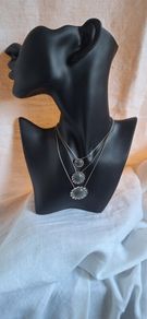 Pilgrim  Tiered Diamante Grey Necklace