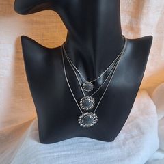 Pilgrim  Tiered Diamante Grey Necklace