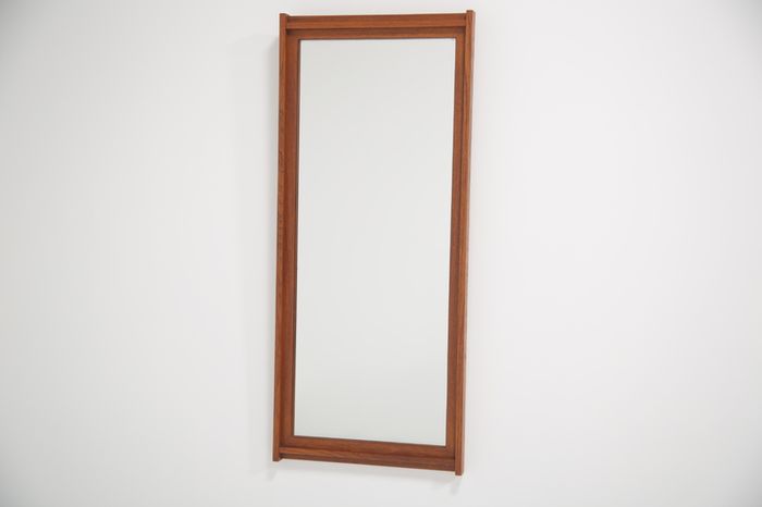 Vintage Swedish Profiled Teak Mirror, 1960s