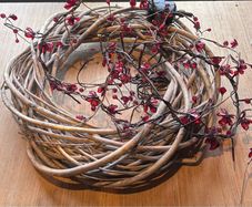 Natural Willow Wreath and Cheery Blossom Lights