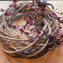 Natural Willow Wreath & Cheery Blossom Lights