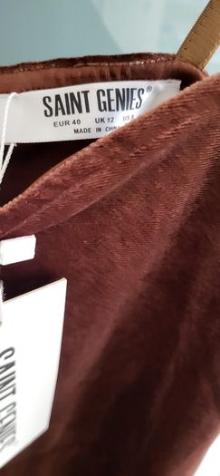 SAINT GENIES brown velour side slit dress Sz 12UK - Bnwt