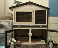 Outdoor Rabbit Hutch 3 Doors Grey Wood