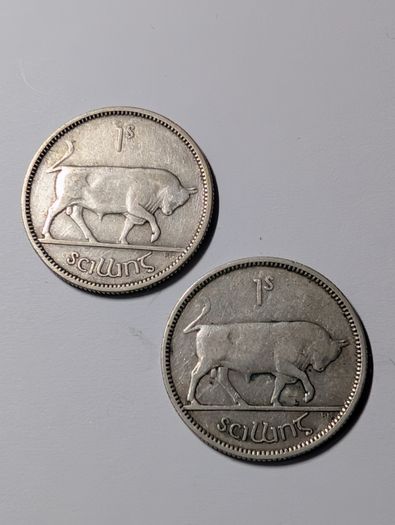 1928 Silver Irish Shillings x2