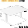 Electric Standing Desk 80x60 cm Low Height 48-75 Adjustable with Wheels Hooks Stand Up Memory Handset for Home Office White Image 3
