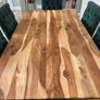 West Elm Solid wood Dining Table and velvet sprung chairs x 6 Image 3