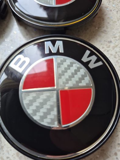 BMW Carbon Fibre Centre Caps (Red) Free Post