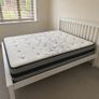 King Size White Wooden Bed Frame + Mattress Image 2