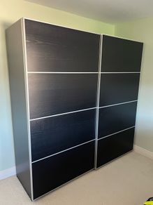 Large IKEA PAX Wardrobe - Black-Brown with Sliding Doors