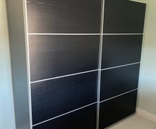 Large IKEA PAX Wardrobe - Black-Brown with Sliding Doors