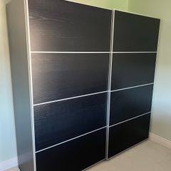Large IKEA PAX Wardrobe - Black-Brown with Sliding Doors