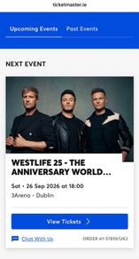 Westlife tickets - Sat 26th Sept