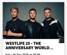 Westlife tickets - Sat 26th Sept