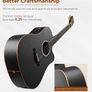 4/4 Electric Acoustic Guitar Full Size with Golden Tuning Pegs, Starter Kits Cutaway Electroacoustic Guitar Set for Beginner Adults Teens Students, Black (FREE SHIPPING) Image 4