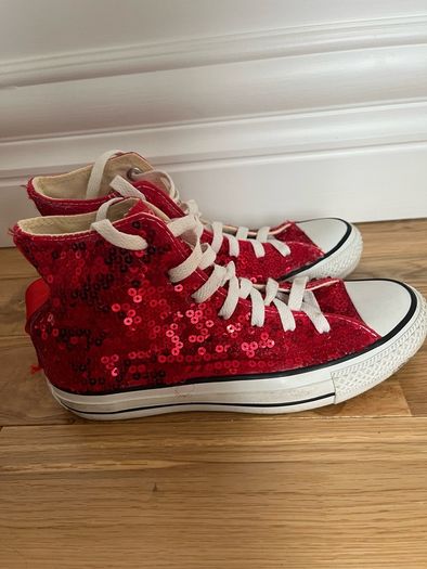 Red Sparkly Converse Boots