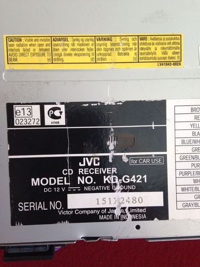JVC car stereo with 12 disc changer and remote