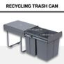 40L Pull Out Kitchen Recycle Waste Bin with Soft Close Dustbin Recycling Cabinet Trash Can Grey (1x20L+2x10L)) Image 4