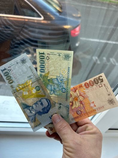 3 Banknotes 1000 5000 10000 lei Romania UNC