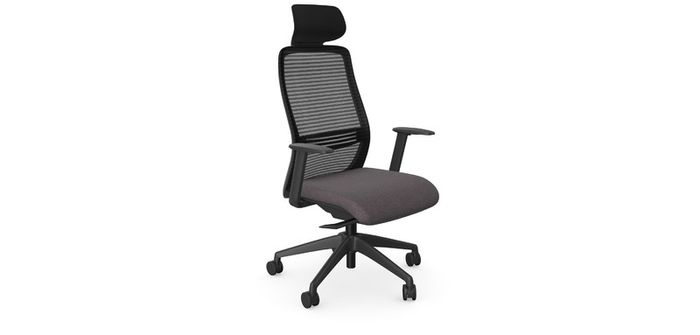 NV High Back Swivel Mesh Chair Black Frame with adjustable arms and headrest