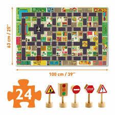Djeco Giant Floor Puzzle The City 24 Pieces Missing Wooden Signs