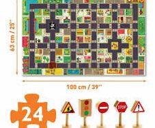 Djeco Giant Floor Puzzle The City 24 Pieces Missing Wooden Signs