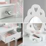 Girls Dressing Table (Age 3-7yrs) With Mirror and Stool, Ideal Present for Girls, Kids Dressing Vanity Table Set with Crystal Knobs and Chair, Children's Dressing Tables Image 3