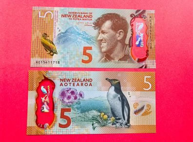 New  Zealand  5 Dollars  2015  Pick 191a Polymer / Plastic  ( Uncirculated )