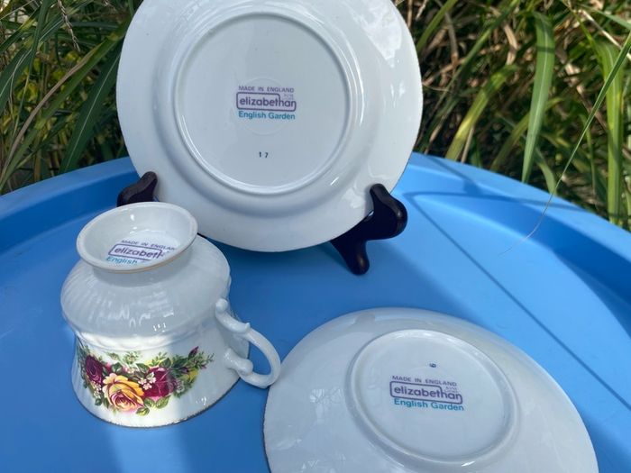 Elizabethan bone china English garden trio