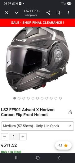 Arai quantic/ ls2 modular carbon with intercom.