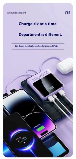Powerbank MINI 10000 mAh 3-in-1 built-in cables, display, NEW