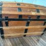 Antique 1890s steamer trunk chest Liver brass plates Image 8