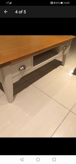 Two tone oak and painted coffee table with two drawers
