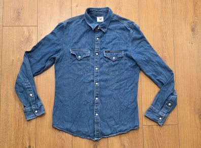 Lee Denim Shirt Pearl Snap Mens Small